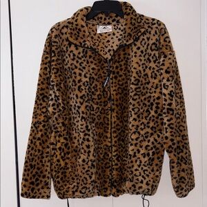 Vintage 90s Black Mountain Outdoor Gear Leopard print zip up jacket size Large